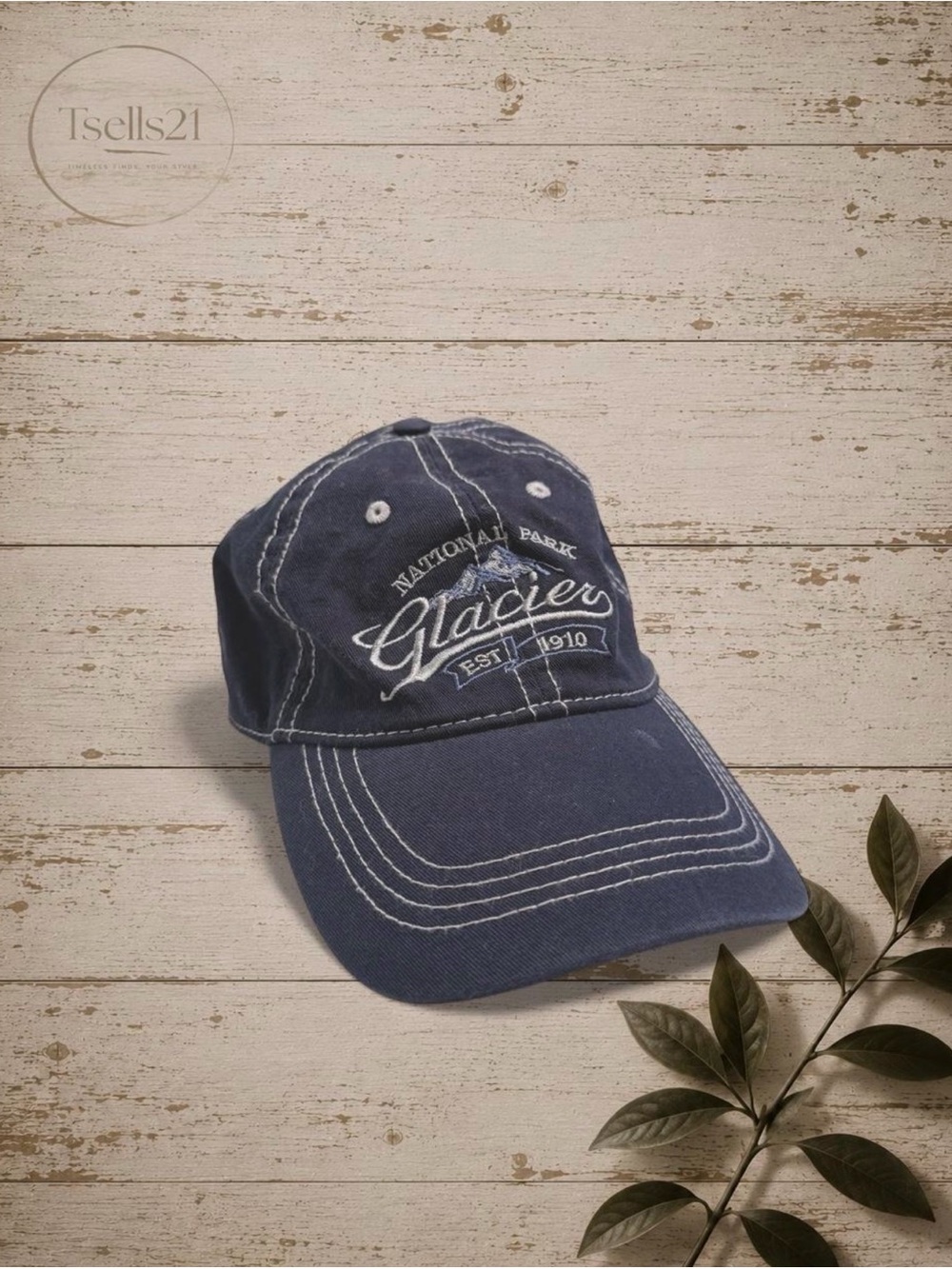 Prairie Mountain Vintage Y2K Navy Glacier National Park Hat